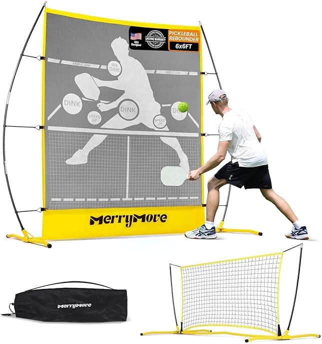 Pickleball Practice Rebounder Net: Pickleball Rebounder or 6FT Mini Pickle Ball Net Portable for Outdoor Driveway Backyard and Indoor Garage - 2in1 Trainer for Dink Volley Training - Product Image