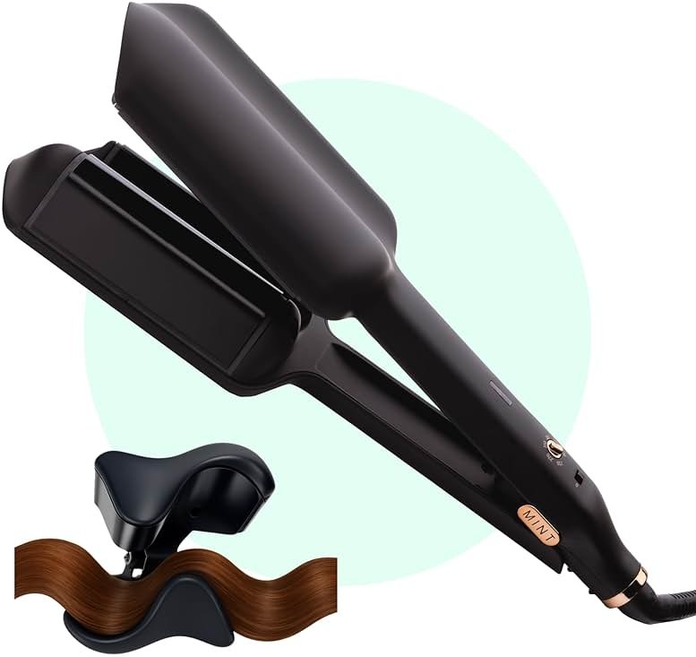 MINT Double Barrel Mermaid Hair Waver for Long Hair | Ionic Deep Waver Tool Creates Volume & Large Beach Waves | Wave Crimper Tool | Waving Iron with Adjustable Temperature - Product Image