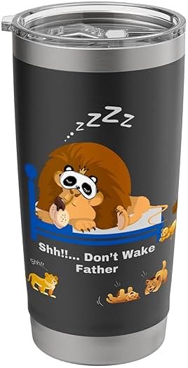 Lion Sleeping Father Gifts Father's Day Birthday Christmas Stainless Steel Insulated Tumbler - Product Image