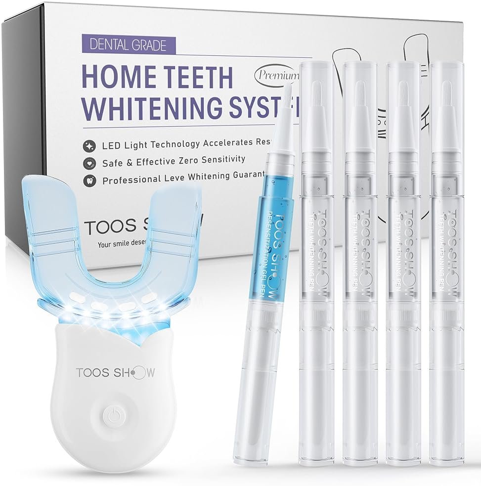 Teeth Whitening Kit for Sensitive Teeth,with 4 x 35% CP Pen & 1 Remineralization Pen,LED Accelerator Light Non,Tooth Whitener Professional Oral Care Gently Yet Effectively Removes Stains - Product Image