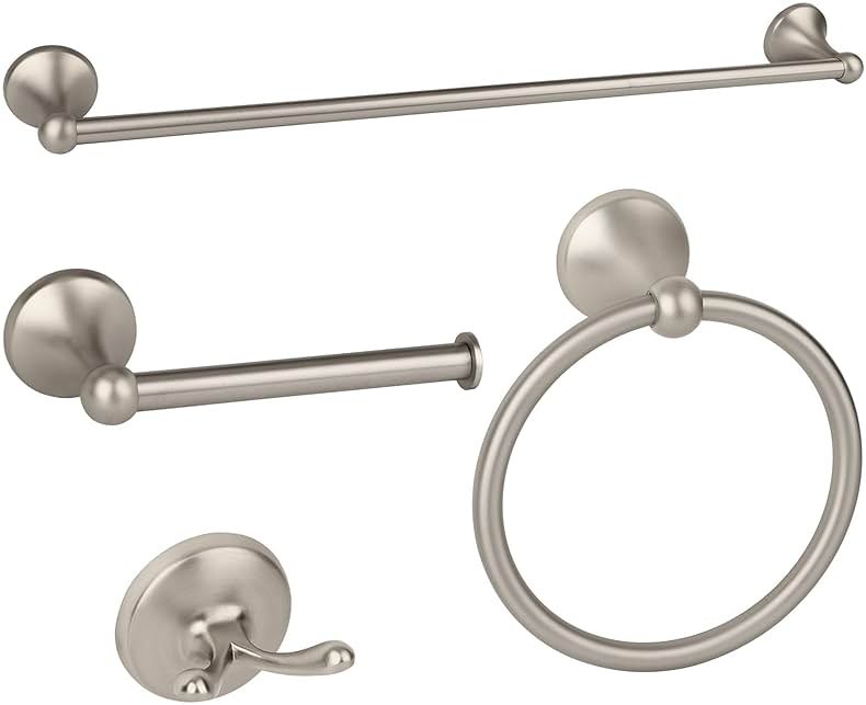Ntipox 4-Piece Brushed Nickel Bathroom Hardware Accessories Set, 24 Inch Towel Bar, Towel Rack, Bathroom Towel Holder - Product Image