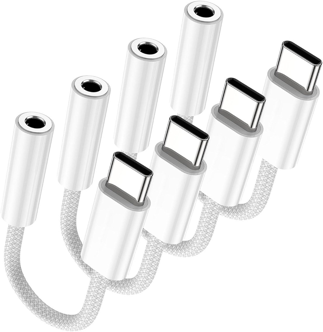 Fidioto 4 Pack USB-C to 3.5 mm Jack Adapter, Aux to USB C Adapter for Headphones Cable Compatible with iPhone 17/16 Pro Max/16 Pro/16/Samsung Galaxy S24/S23/S22/S21 Ultra/iPad Pro/Pixel 8 … - Product Image