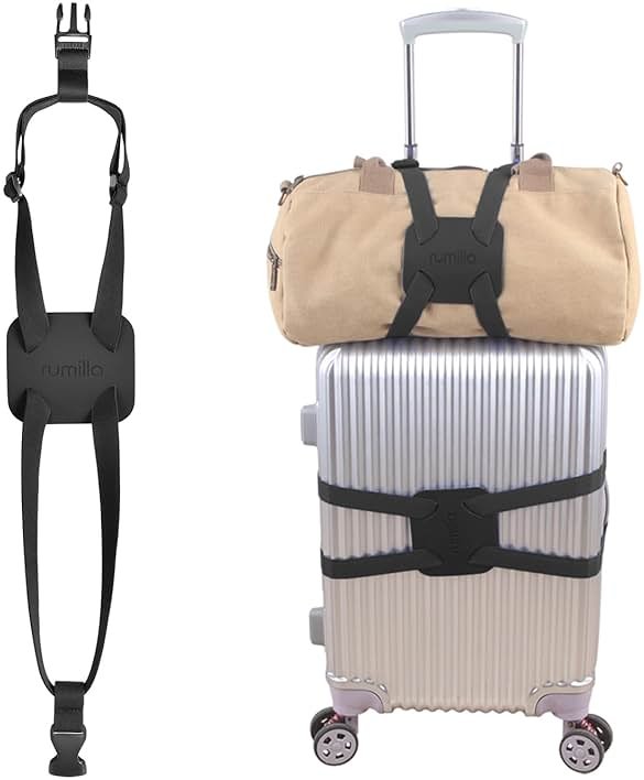Luggage Straps Bag Bungees for Add a Bag Easy to Travel Suitcase Elastic Strap Belt (Black Luggage strap-1PCS) - Product Image
