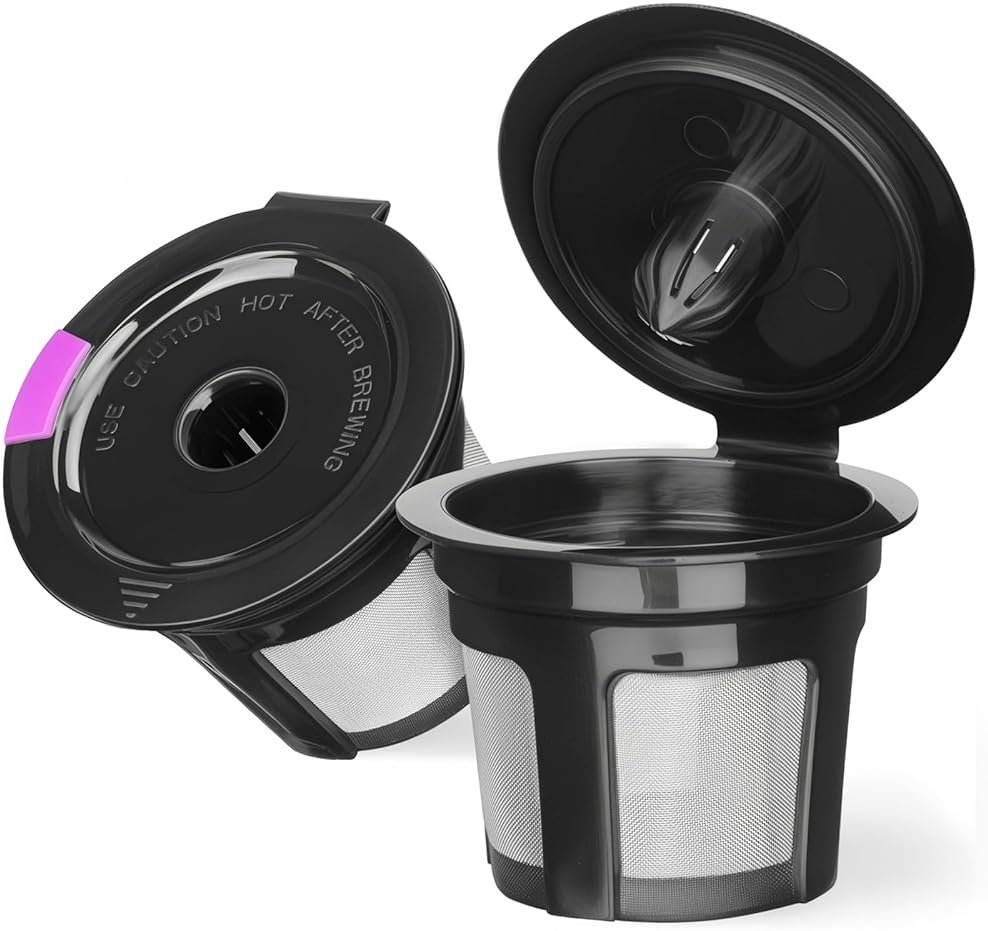 Reusable K Cups for Keurig K Elite, K Classic, K Compact, K Latte, K Duo and All 2.0 & 1.0 Coffee Makers, 2 Pack K Cup Coffee Filters - Black - Product Image