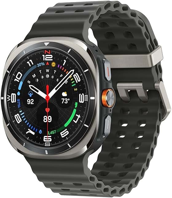 SAMSUNG Galaxy Watch Ultra 47mm LTE AI Smartwatch w/Energy Score, Wellness Tips, Heart Rate Tracking, Sleep Monitor, Fitness Tracker, GPS, 2024,Titanium Silver (Renewed) - Product Image