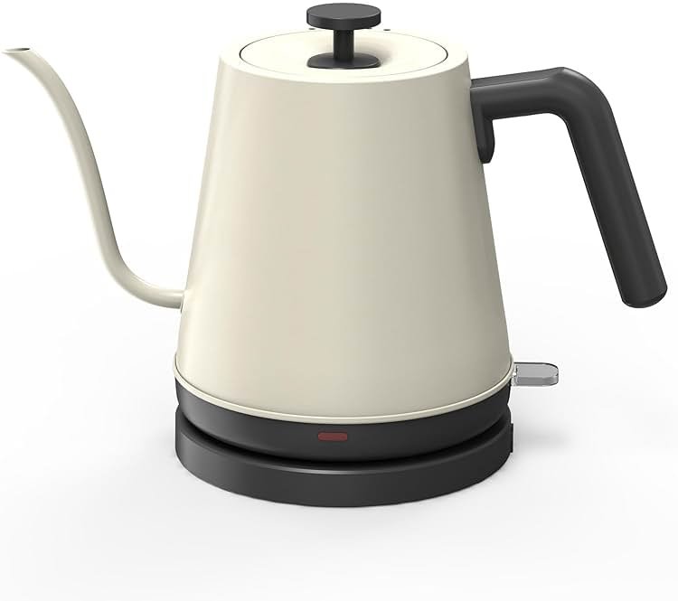 NYOTA Gooseneck Electric Kettle, 0.8L Electric Tea Kettle of 304 Stainless Steel, 1200W Quick Heating, Automatic Shut Off Coffee Kettle, Hot Water Boiler, Bone White - Product Image