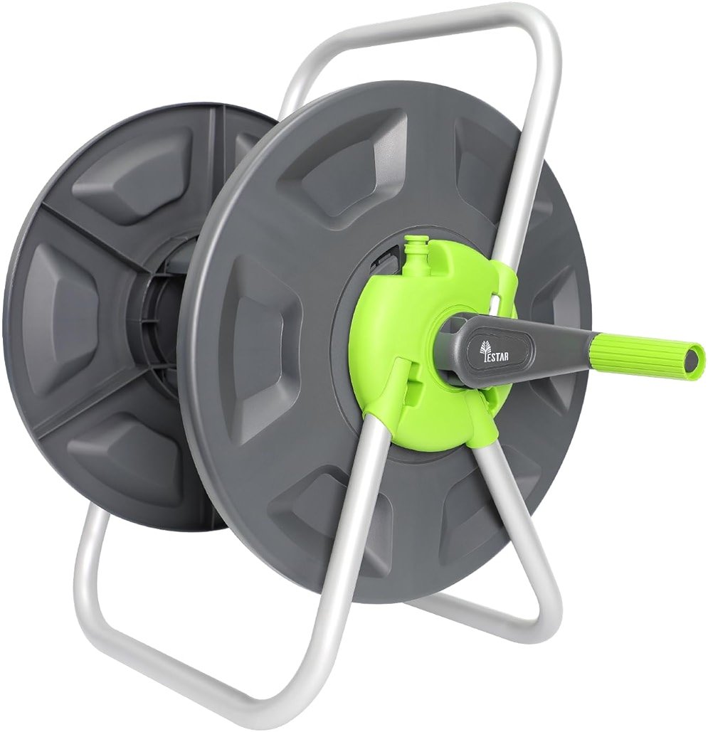 Garden Water Hose Reel Cart, Holds 65-100 Ft of 5/8 Inch, Wall Mounted Garden Hose Cart, Portable Hose Holder for Convenient Hose Storage and Watering - Product Image