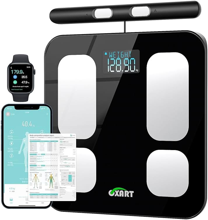 Smart Scale for Body Weight and Fat Percentage, Highly Accurate Digital Bathroom Body Fat Scale for BMI 28 Body Composition Analyzer, 8 Electrodes Smart Scale Weighing Scale Sync with Fitness App - Product Image