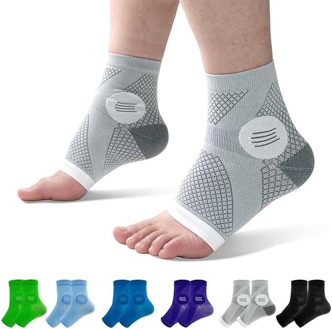 6Pairs Toeless Compression Neuropathy Socks for Women Men - 15-20 mmHg Medical Grade Support for Swelling, Night Use, Office Standing, Diabetic Foot Pain (Large) - Product Image