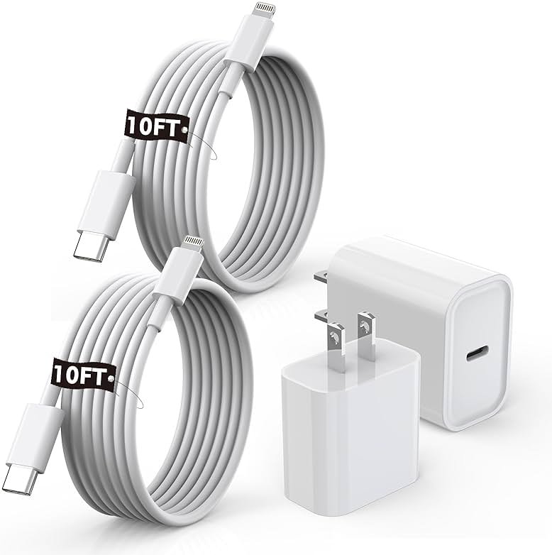 [Apple MFi Certified]10FT Fast iPhone Charger,Extra Long Apple Charger Fast Charging 2Pack USB C Charger Block Plug + 10Foot Lightning Cable Cord for iPhone 14/Pro/Pro Max/Plus/13/12/11/XS/XR/X/SE2022 - Product Image