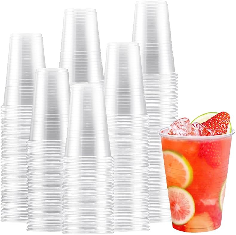 Lamosi 300 Count 16 oz Plastic Cups, Clear Plastic Cups Disposable, Plastic Drinking Cups Bulk for Party, Events - Product Image