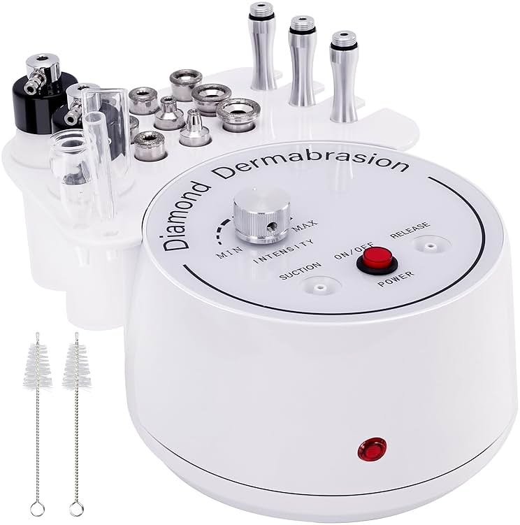 3 in 1 Diamond Micro DermaBrasion Machine, Mcwdoit Professional Dermabrasion Facial Skin Care Device with Wand, Spray Bottle and Vacuum Glass Tube for Personal Home Beauty Salon Use - Product Image