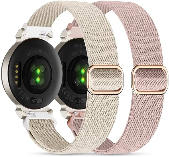 Elastic Nylon Bands Compatible with Garmin Lily 2, 14mm Stretchy Nylon 2 Pack Soft Loop Straps Quick Release Replacement Adjustable Wristband for Lily 2 Classic/Active Smart Watch Accessory for Women - Product Image