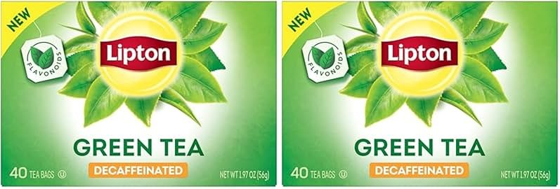 Lipton Decaffeinated Green Tea Bags, Unsweetened Teabags for Decaf Hot Tea or Decaf Iced_Tea with Flavonoids, 40 Tea_Bags, (Pack of 2) - Product Image