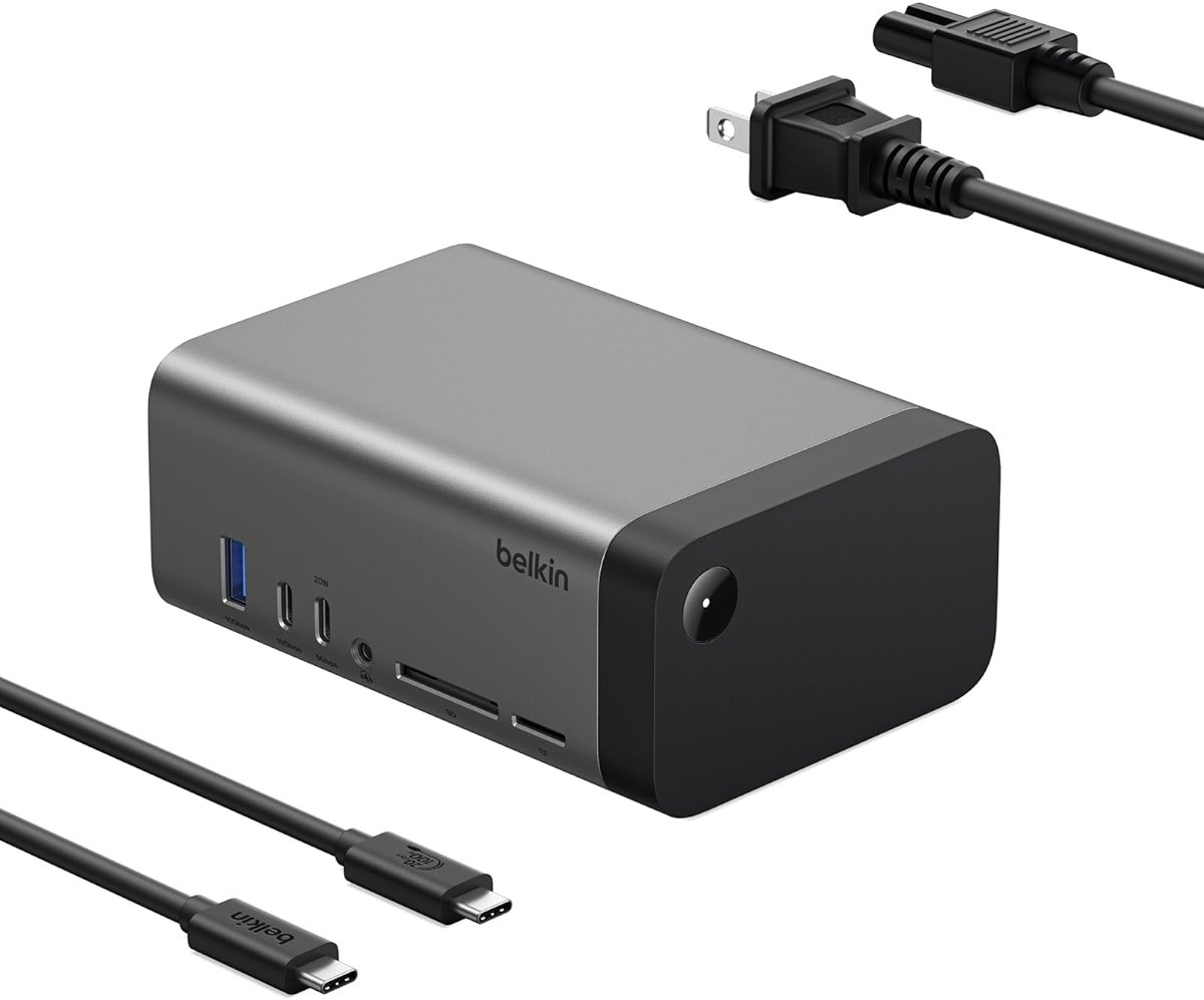 Belkin USB-C Hub, 11-in-1 Pro GaN Dock 150W, Multi-Port Docking Station w/USB-C, USB-A, Ethernet, SD, MicroSD, 3.5mm Port, 4K HDMI Ports for Triple Monitor Display - Compatible w/Windows, Laptops - Product Image