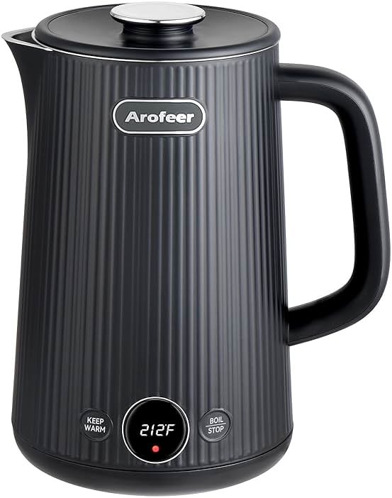 Arofeer® 1.7L(57oz) Large Electric Kettle Temperature Control, 7+Cups Electric Tea Kettle for Coffee&Tea, 2 quarts Big Hot Water Kettle Electric with,1200W,Keep Warm-Black - Product Image