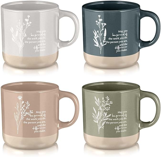 Didaey 4 Pcs Thank You Mugs Bulk Appreciation Gift for Volunteer Coworker Staff Teacher Nurse Ceramic Coffee Mug 12.85 oz Office Work Team Administrative Professionals Day Lab Week Gifts - Product Image