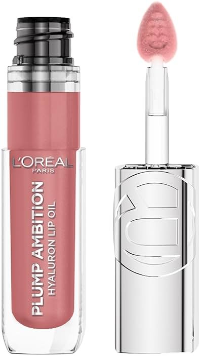 L'Oreal Paris Plump Ambition Hyaluron Lip Oil, 24 HR Lip Gloss with Hyaluronic Acid, Volumizing Formula with Glass-Like Shine, Worth It 601, 0.16 Fl Oz - Product Image