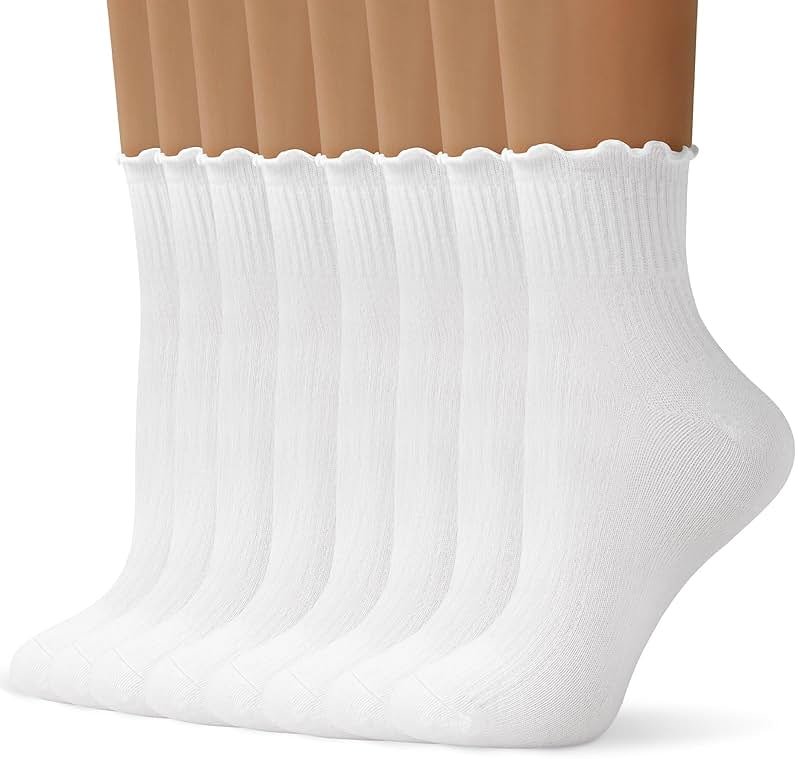 ANDERE ARTE Womens Ruffle Ankle Socks Cute Lettuce Edge Crew Socks for Women - Product Image