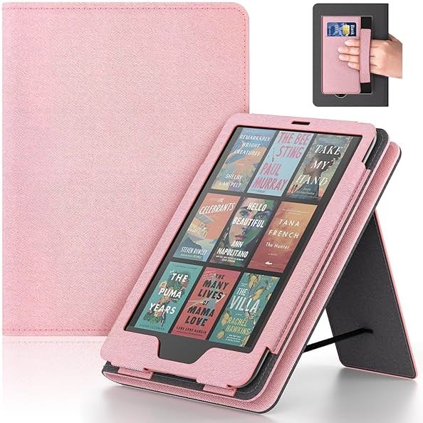 Lainergie Case for Kindle Paperwhite 7"/6.8" (12th/11th Gen, 2024/2021) & Kindle Colorsoft Signature Edition 2024, Slim PU Shell Cover with Stand, Hand Strap, Auto-Wake/Sleep Feature Not for TCL, Pink - Product Image