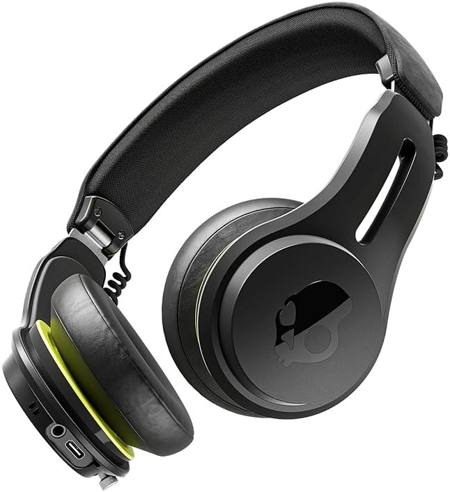 Skullcandy Icon ANC Wireless On-Ear Bluetooth Headphones, Active Noise Cancelling, 60 Hours Battery, Sweat Water Resistant, Foldable Durable Travel Ready, Microphone for iPhone Android - True Black - Product Image