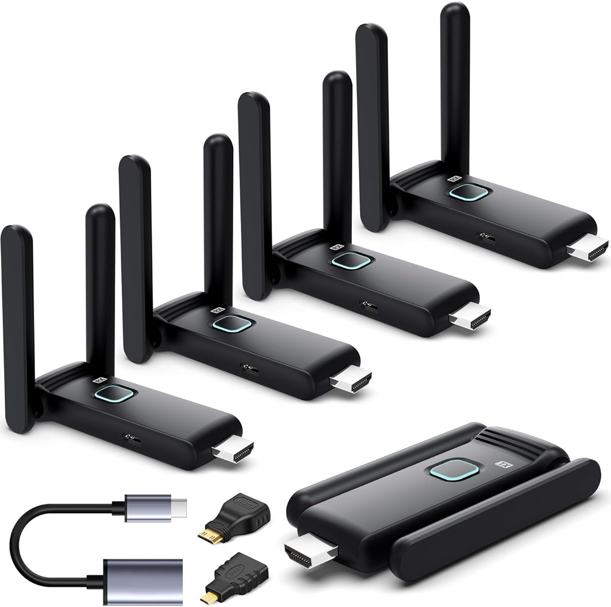 Wireless HDMI 4 Receivers and Transmitter,Up to 6 RXs,No Hot,Extender Plug and Play,165FT/50M,2.4/5G Wirelessly Simultaneous Expansion for Multiple Screens from Laptop and Camera to TVs,Projectors - Product Image