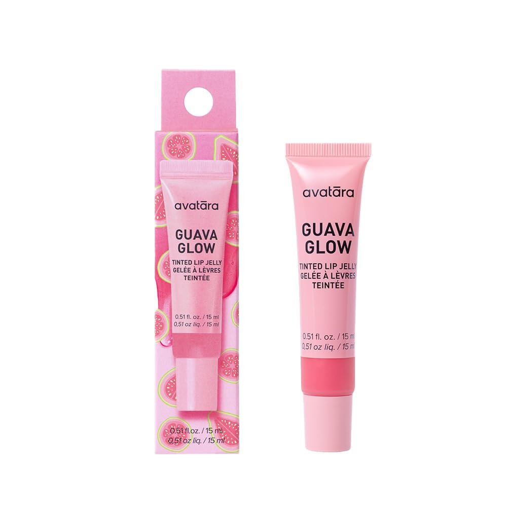 Avatara Guava Glow Tinted Lip Jelly - Hydrating Tinted Lip Balm with Vitamin-Rich Fruit Extracts - Pale Pink Rosy Lip Treatment for Tweens, Teens and All Skin Types, Non-Sticky and Vegan - Product Image