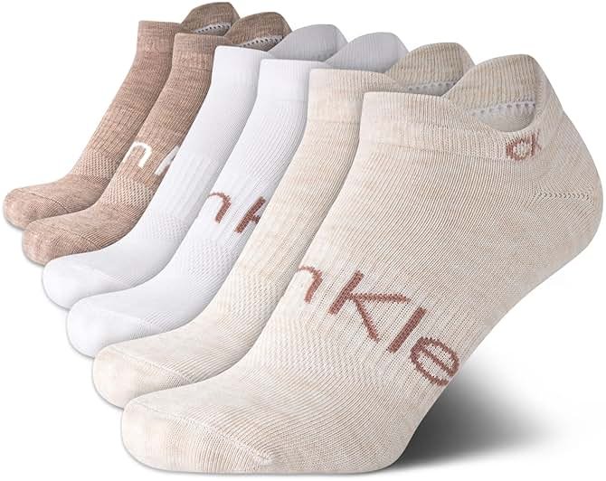 Calvin Klein Womens No Show Socks - 6 Pack Lightweight Cotton Blend Cushioned Low Cut Tab Ankle Socks for Sneakers & Loafers - Product Image