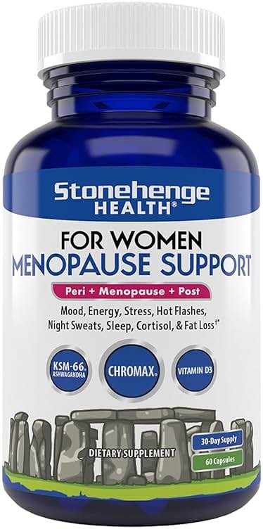 Stonehenge Health for Women Menopause Support for Peri + Menopause + Post - Mood, Energy, Stress, Hot Flashes, Night Sweats, Sleep & Cortisol, Chromax Chromium, Vitamin D3, KSM-66 Ashwagandha - Product Image