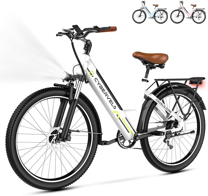 Cybervelo 750W Peak Electric Bike for Adults,up 80 Miles Removable Battery Ebike, 26" Electric E Bike with 7-Speed,Adult Electric Bicycles for Commute Beach Snow Womens/Man All Terrain - Product Image