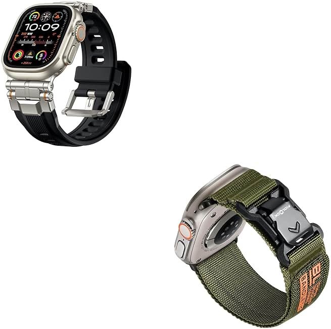 Bandletic R-Steel Silicone Band Compatible with Apple Watch Ultra 2/Ultra Band 49mm/46mm/45mm/44mm/42mm(3/2/1) + Fidlock R-Nylon Magnetic Band - Product Image
