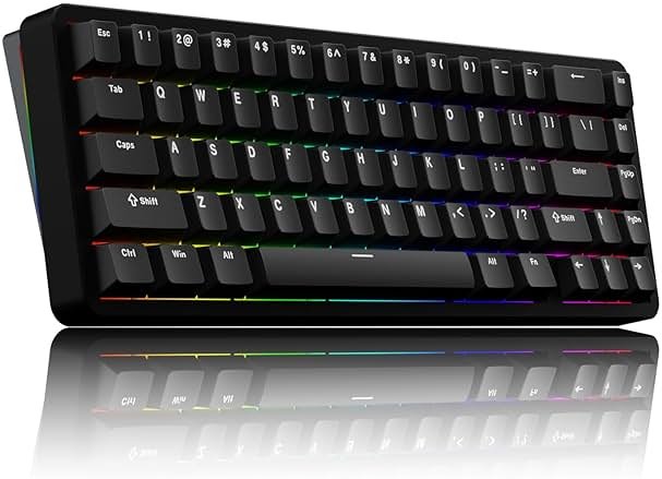Chilkey ND65 Wireless Aluminum Mechanical Keyboard, 65% Layout Portable Gaming Keyboard, Tri-Mode BT5.0/2.4GHz/USB-C Hot Swappable Custom RGB Backlit Key Board for Laptop Office PC - Black - Product Image