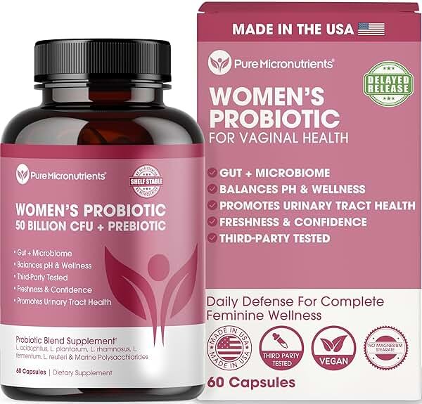 Pure Micronutrients pH Balance Vaginal Probiotics for Women - Odor & Itch Support - Vaginal Health Pills with Cranberry, Lactobacillus & Prebiotics - Feminine Wellness Daily Supplement - 60 Capsules - Product Image