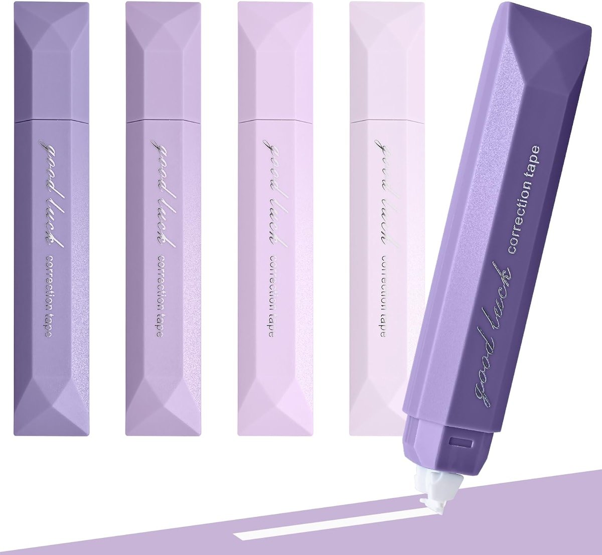 Temiary 5 Pcs White Correction Tapes, Aesthetic Correction Tape Pens Smooth Pull Out, Easy to Use Pen Shaped Applicator for Students School Office Supplies (Purple) - Product Image