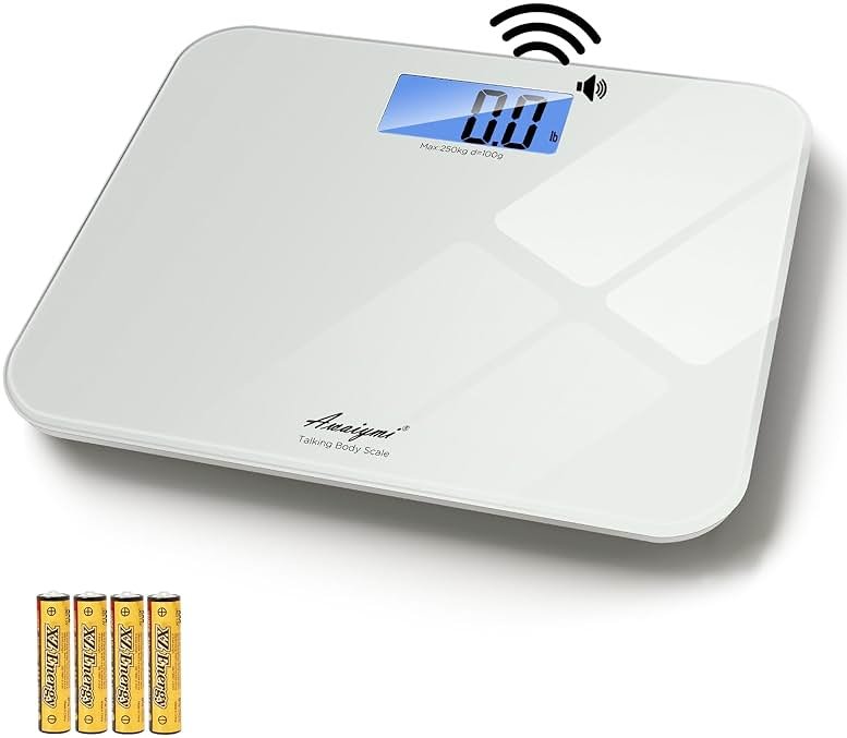 Awaiymi Talking Scales for Body Weight, Highly Accurate Digital Talking Bathroom Scale with Large LCD Screen, Auto On & Off, Talking Scales for Visually Impaired or Elderly, Includes Batteries, 551 LB - Product Image
