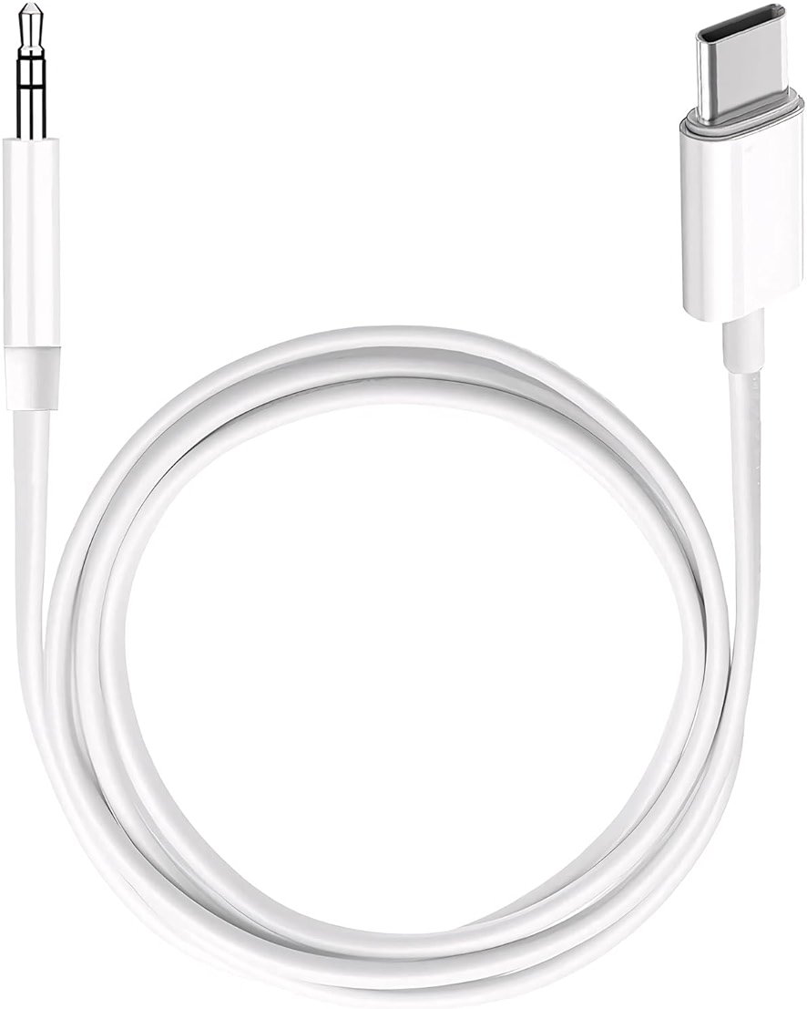 USB C to 3.5mm Audio Aux Jack Cable,3.3 ft, aux Cord for iPhone,Type C to 3.5mm Aux Headphone Stereo Cord Car Cable for iPhone 16/16 Pro, Samsung Galaxy S25 and Other iOS and Android Devices(White) - Product Image