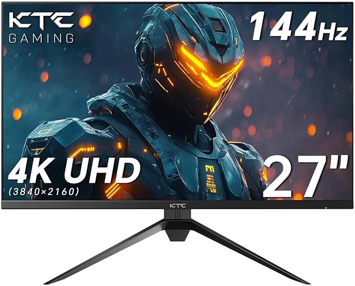 KTC 27 inch 4K 144Hz Gaming Monitor, UHD 3840 x 2160 IPS Computer PC Monitor, FreeSync & G-Sync, HDR Support, 134% sRGB, HDMI/DisPlayPort/USB, Tilt Adjustable, VESA Mountable, H27P22 - Product Image
