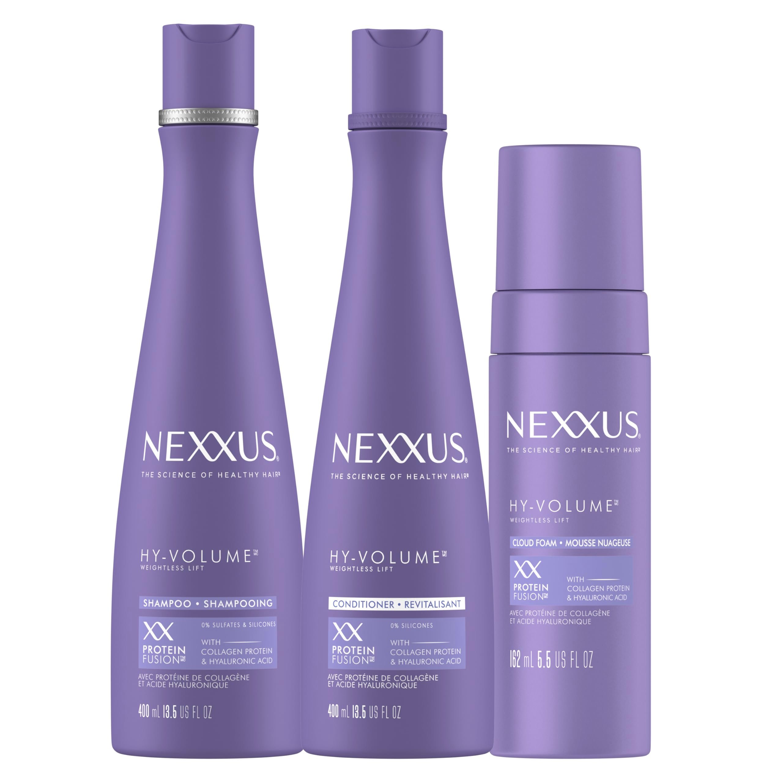 Nexxus HY-VOLUME Weightless Lift Shampoo, Conditioner & Foam 3 Pack PROTEIN FUSION with Collagen Protein & Hyaluronic Acid For Flat & Limp Hair for 48 Hours of Volume 13.5 fl oz & 5.5 fl oz - Product Image