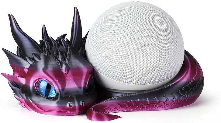 Dragon Stand for Echo Dot 4th/5th Gen, 3D Printed Smart Speaker Holder and Exquisite Desktop Decoration (Purple Black) - Product Image