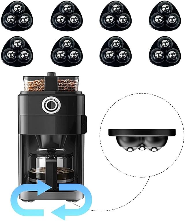 Appliance Casters - Furniture Sliders & Appliance Rollers for Kitchen, Coffee Machine, Blender, Oven - Helps Mom or Wife Easily Solve Countertop Sliding (Black, 8pcs) - Product Image