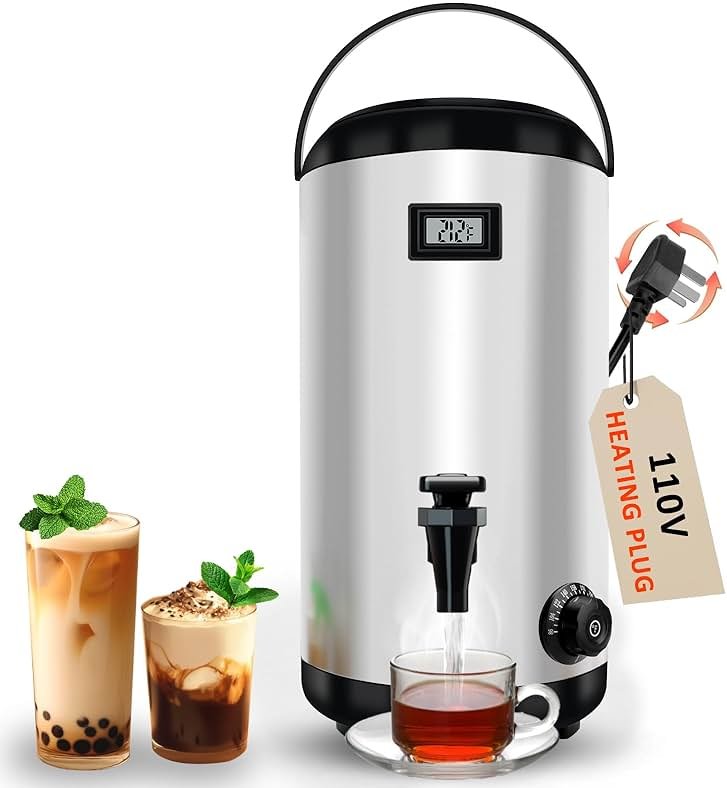 Hijolla Drink Dispenser with Heating Insulated Beverage Dispenser, Electric Heating Beverage Dispenser-75 Cup Hot&Cold water Urn,Stainless Steel Hot Drink Dispenser 12 L/3.2 Gallon for tea,Juice - Product Image