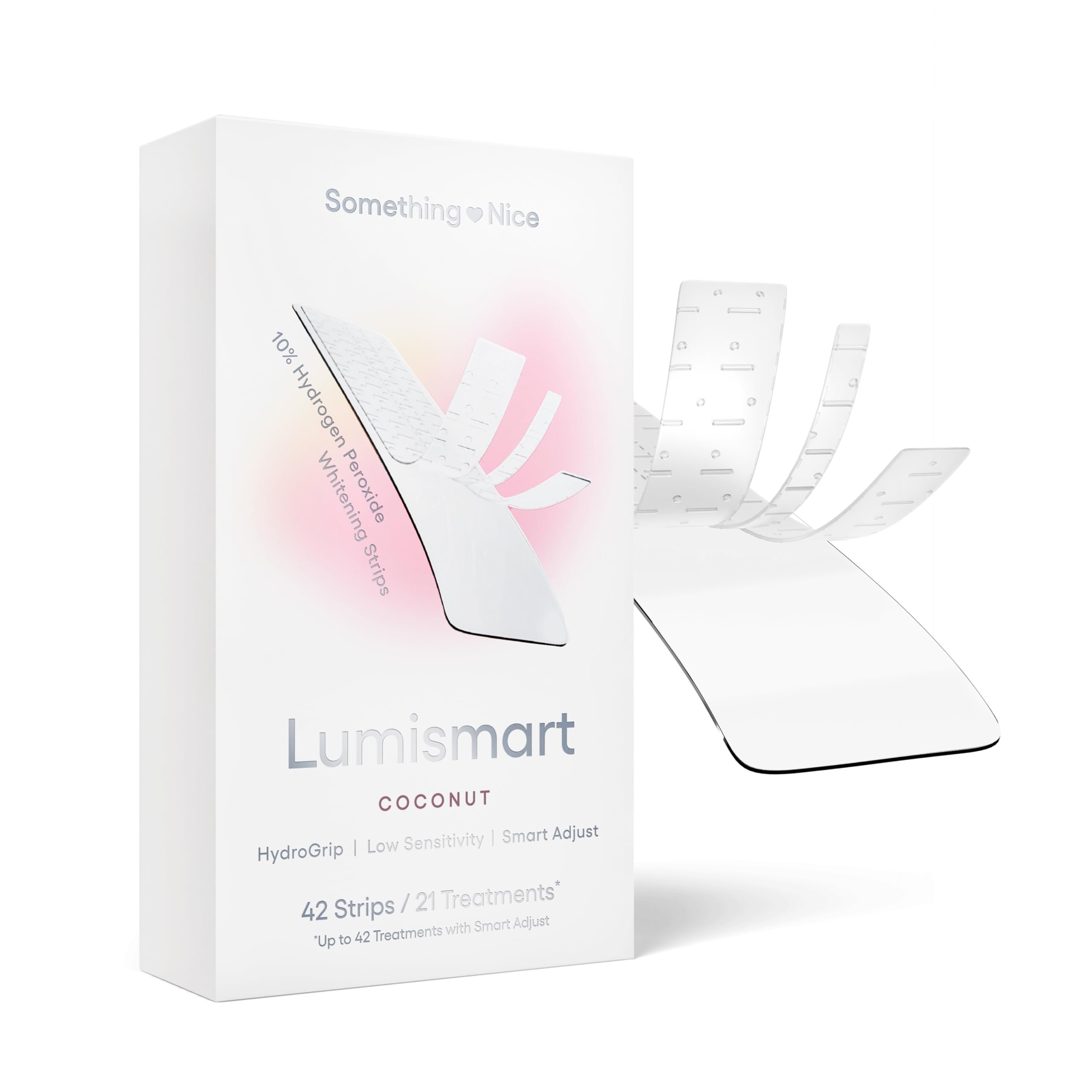 Something Nice Lumismart Whitening Strips - Dentist-Designed, Enamel Safe, up to 42 Treatments with Smart Adjust - Teeth Whitening Strips in Coconut for Sensitive Teeth - Product Image