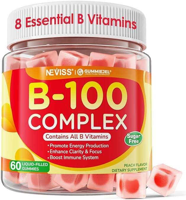 Super Vitamin B Complex Gummies - Methylated B Complex for Women & Men, All B Vitamins, Methyl B12, Methylfolate, Vitamin C, Choline, Inositol, PABA for Energy, Brain & Immune, 0g Sugar, Vegan, 60 Cts - Product Image
