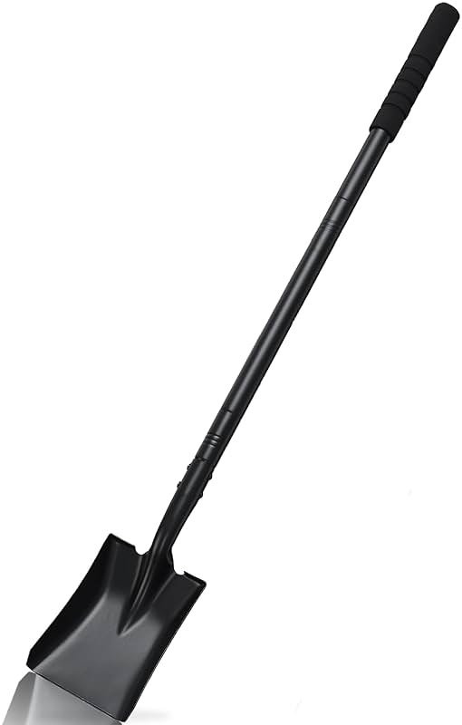 Small Square Shovel 43.3Inches Heavy Duty Garden Tools with Metal Handle, Small Transfer Spade for Digging Camping Car Beach Shovel, Black - Product Image