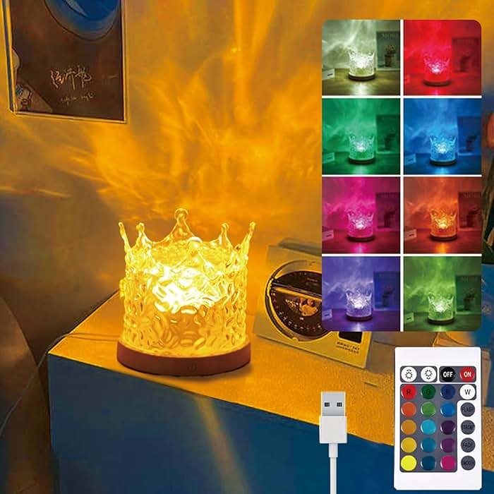 Ocean Wave Ceiling Projector, Northern Lights 16 Colors Water Lights Projector, Water Ripple Ambient Night Light with Remote, Touch Control Aurora Projector for Bedroom,Room Decor,Kids Room (Crown) - Product Image