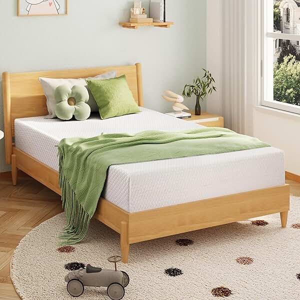 EGOHOME 6 Inch Twin Mattress for Kids, Memory Foam Mattress with Cooling Green Tea Gel, Relieve Pressure with Medium Firm Support, CertiPUR-US Certified, 75''L x 38''W, White - Product Image