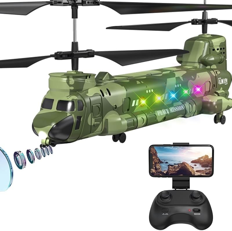 OBEST LM19-D Chinook RC Helicopter,Remote Control Military Helicopter with Camera,Twin-propeller with Altitude Hold,One Key take Off/Landing,Army RC Toys and Military Fans - Product Image