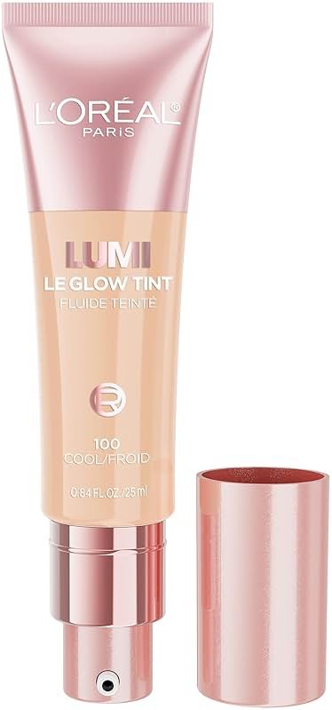 L'Oreal Paris Lumi Le Glow Tint Fluide Teinte, Lightweight Fluid Tint That Glow Like An Illuminator & Cover Like A Foundation, Cool/Froid 100, 0.84 Fl Oz - Product Image