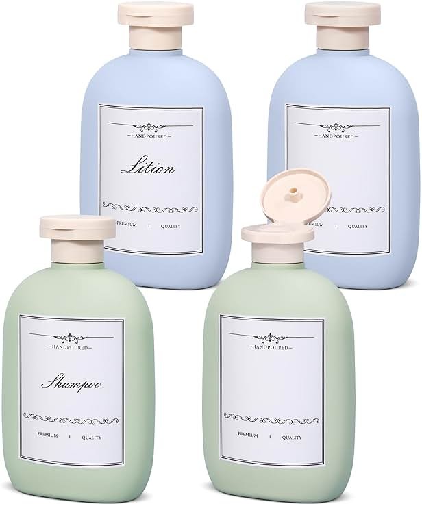 UMETASS 8.8 oz Plastic Travel Shampoo Bottles, Empty Plastic Squeeze Bottles with Flip Cap for Toiletries, Leakage-proof Travel Shampoo and Conditioner Bottles - Product Image