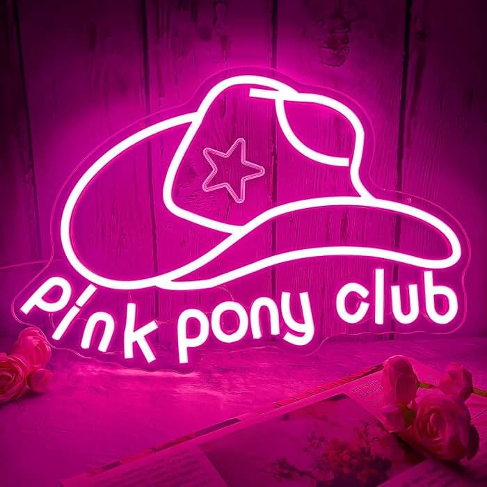 Vveikea Pink Pony Neon Sign Western Cowgirl Neon Lights for Wall Decor Dimmable Neon Lights Midwest Princess Led Signs For Bedroom Wall Girl Cave Club Bar Pub Gift - Product Image